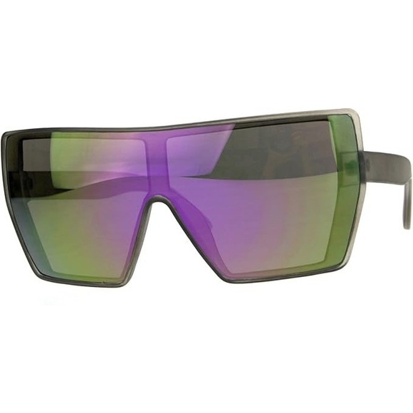 Shield Sunglasses Futuristic Visor Mirrored Lens Fashion Statement Luxury Shades - Picture 1 of 2